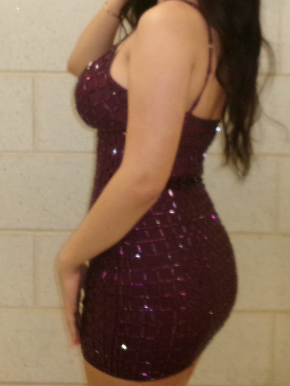 Oh Polly Purple Sequined Plunge Bodycon Mini Dress - Picture 2 of 2